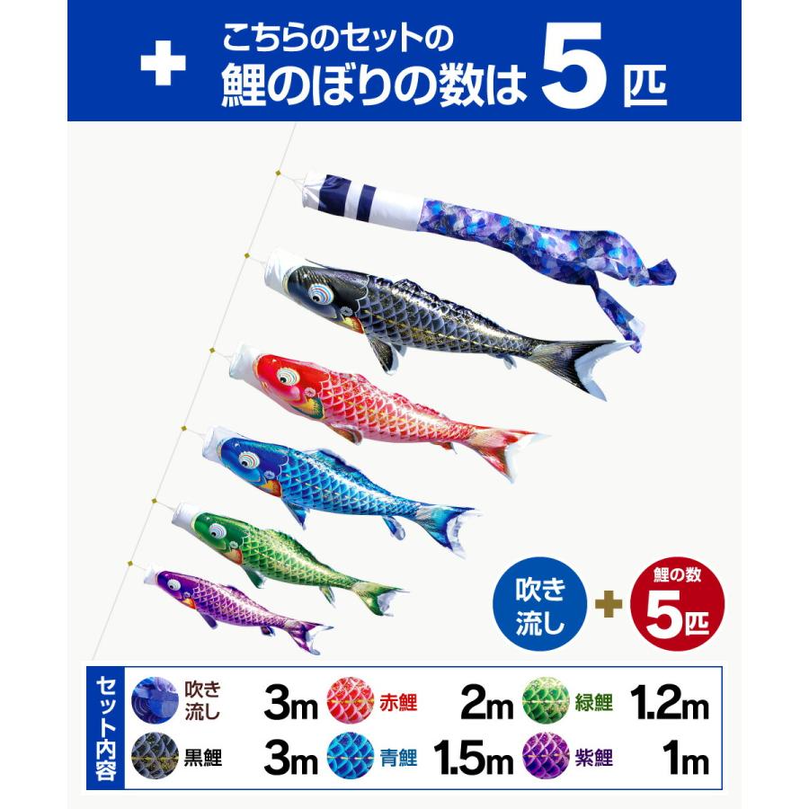 徳永こいのぼり 千寿 3mガーデンセット 鯉のぼり 庭用 こいのぼり 徳永鯉のぼり 千寿 3m 8点セット 庭園 大型