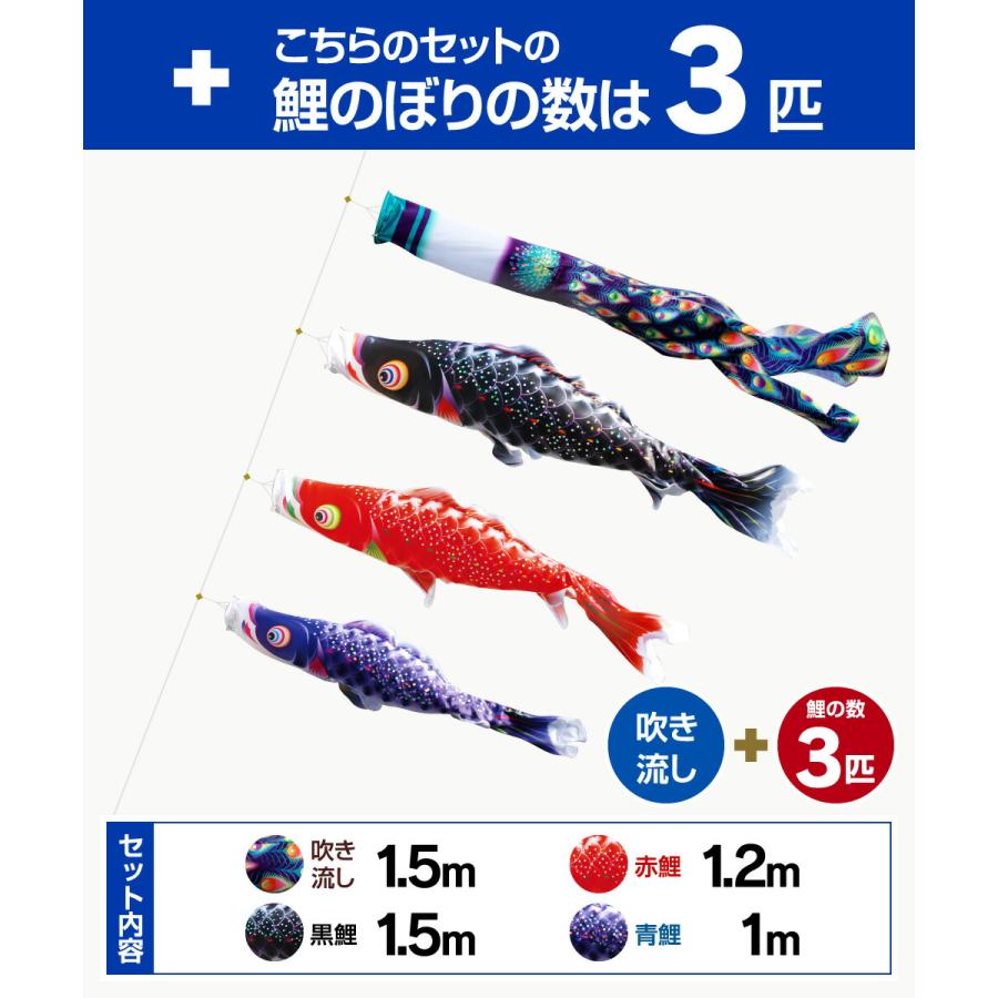 鯉のぼり 庭用 こいのぼり 徳永鯉のぼり 星歌スパンコール 1.5m 6点セット 鯉のぼり 庭用 ポール付属 ガーデンセット_1