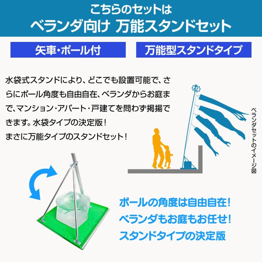 鯉のぼり ベランダ用 こいのぼり ASTRO ちりめん星空鯉 1.2m 7点セット 万能スタンド付属 ベランダ スタンダードセット 庭園 兼用の画像