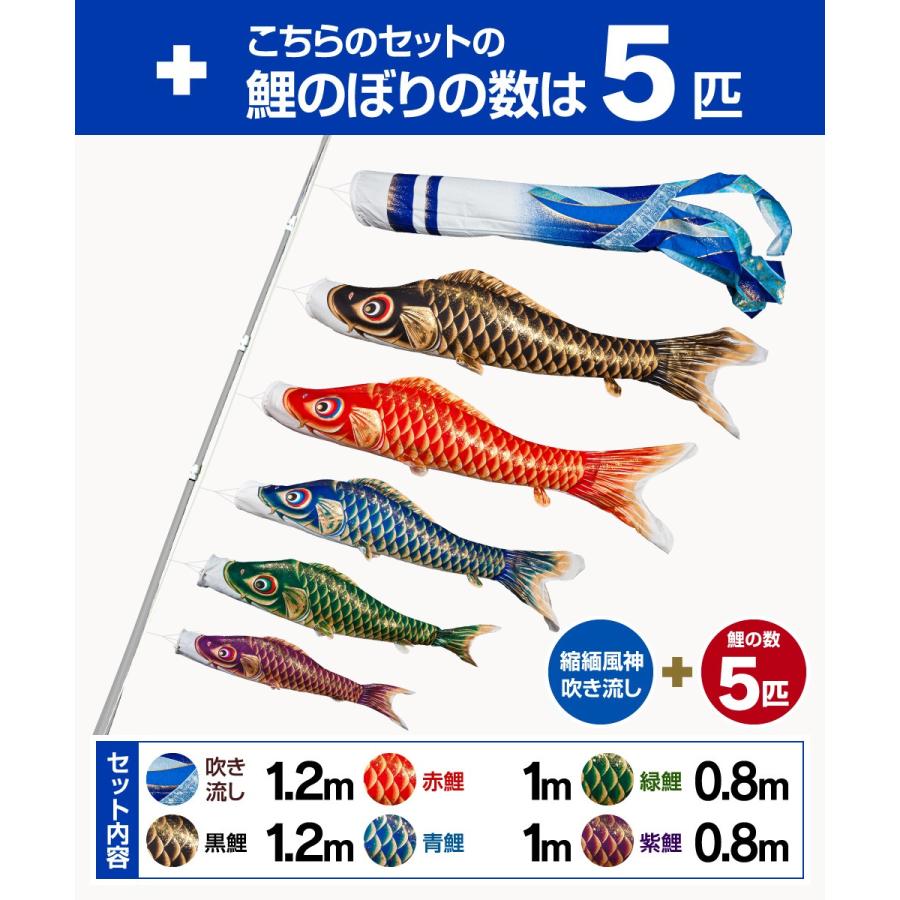 鯉のぼり ベランダ用 こいのぼり ASTRO ちりめん星空鯉 1.2m 8点セット 格子金具付属 ベランダ プレミアムセットの画像