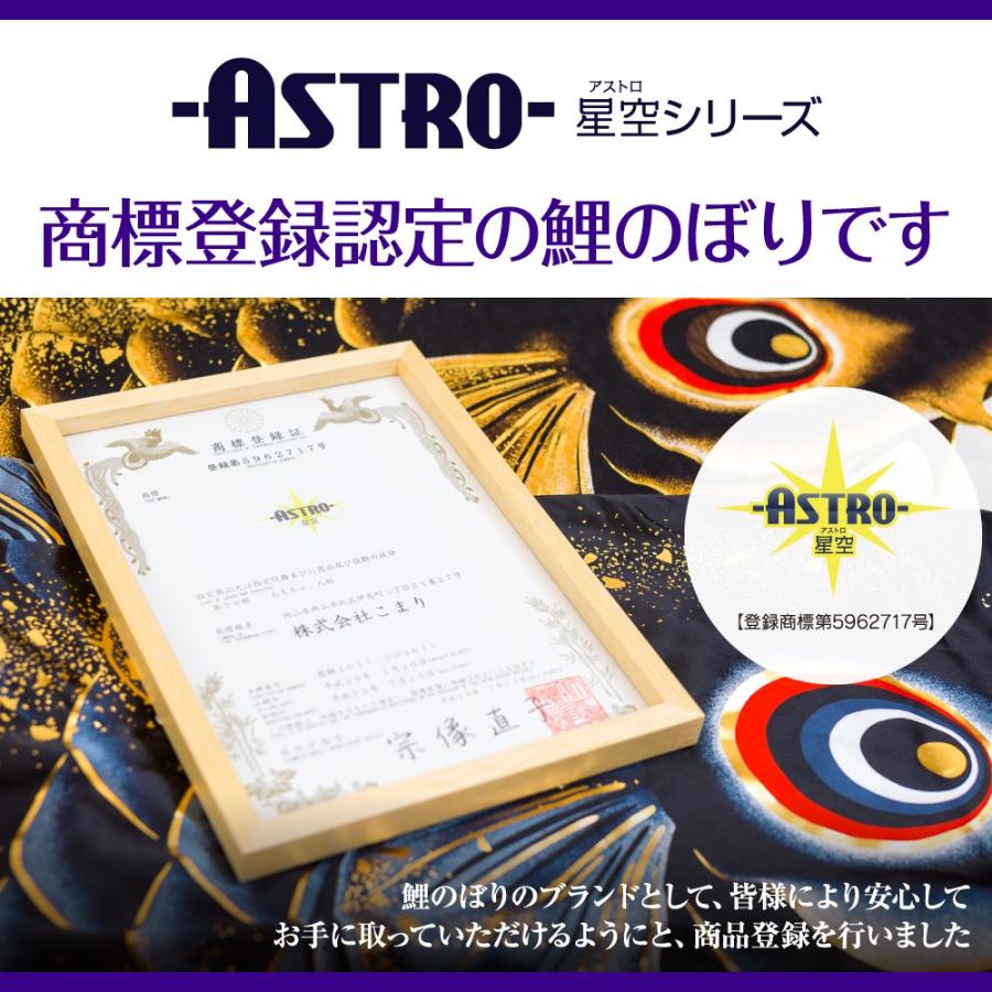 鯉のぼり ベランダ用 こいのぼり ASTRO ちりめん星空鯉 1.5m 8点セット 格子金具付属 ベランダ スタンダードセットの画像