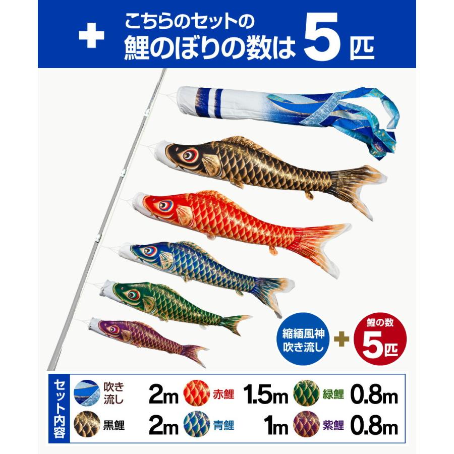鯉のぼり ベランダ用 こいのぼり ASTRO ちりめん星空鯉 2m 8点セット 万能取付金具付属 ベランダ スタンダードセットの画像