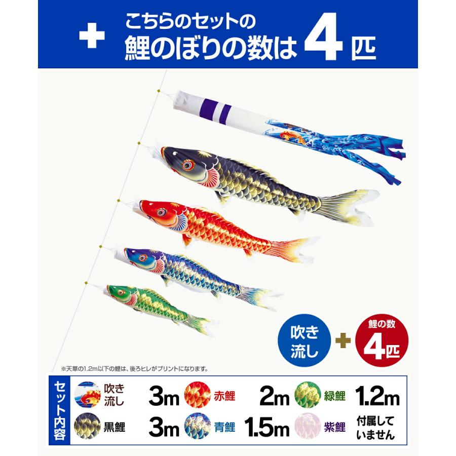 鯉のぼり 庭用 こいのぼり 錦鯉 超撥水パールトーン採用 天華鯉 3m 7点セット 鯉のぼり 庭用 ポール付属 ガーデンセット_4
