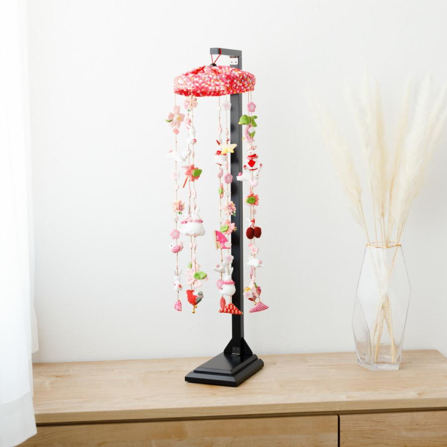 つるし雛 吊るし雛 雛人形 うさぎ ピンク 7連 スタンド付 ひな人形