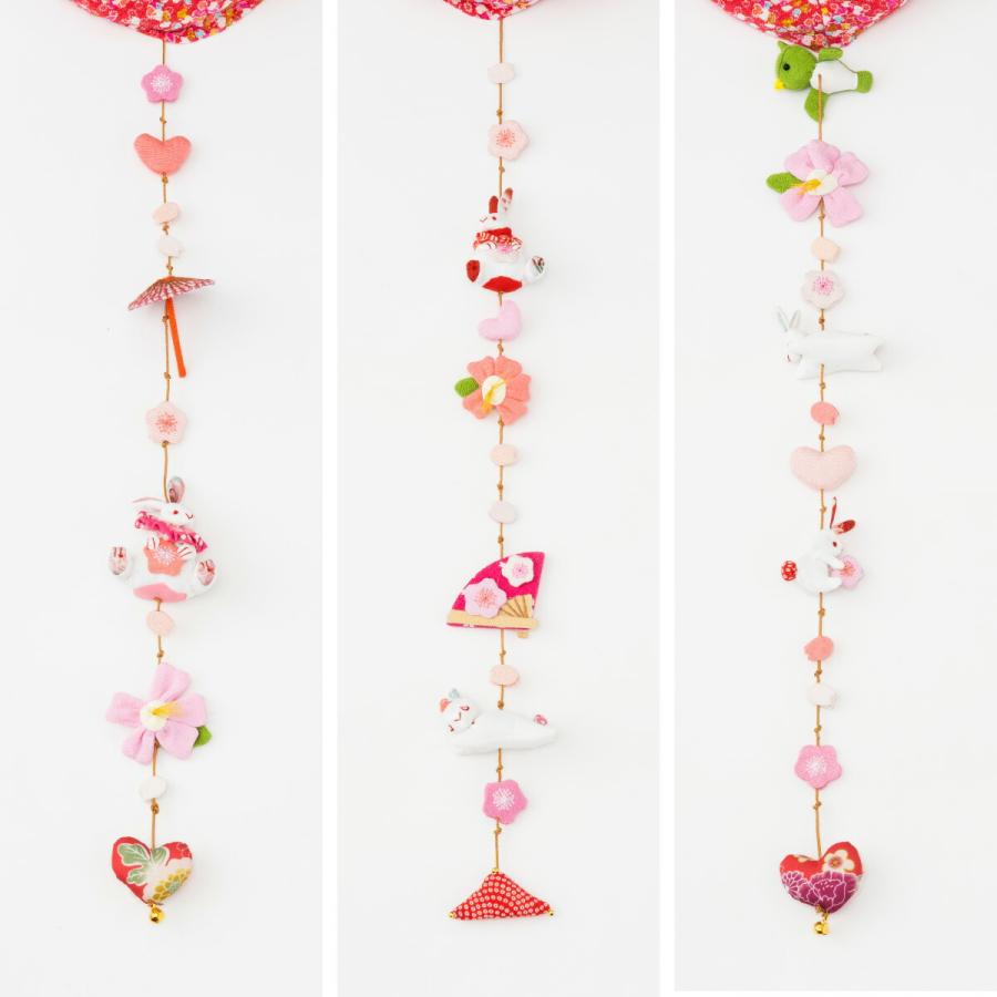 つるし雛 吊るし雛 雛人形 うさぎ ピンク 7連 スタンド付 ひな人形