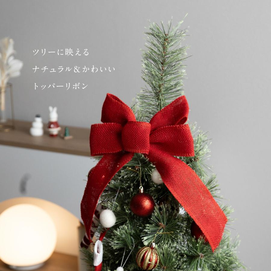 ツリートッパーリボン おしゃれ かわいい 北欧 装飾 クリスマス用 飾り ツリートップ 豪華 選べる色とサイズ 赤/白 S/L 麻 フリーサイズ | ブランド登録なし | 03