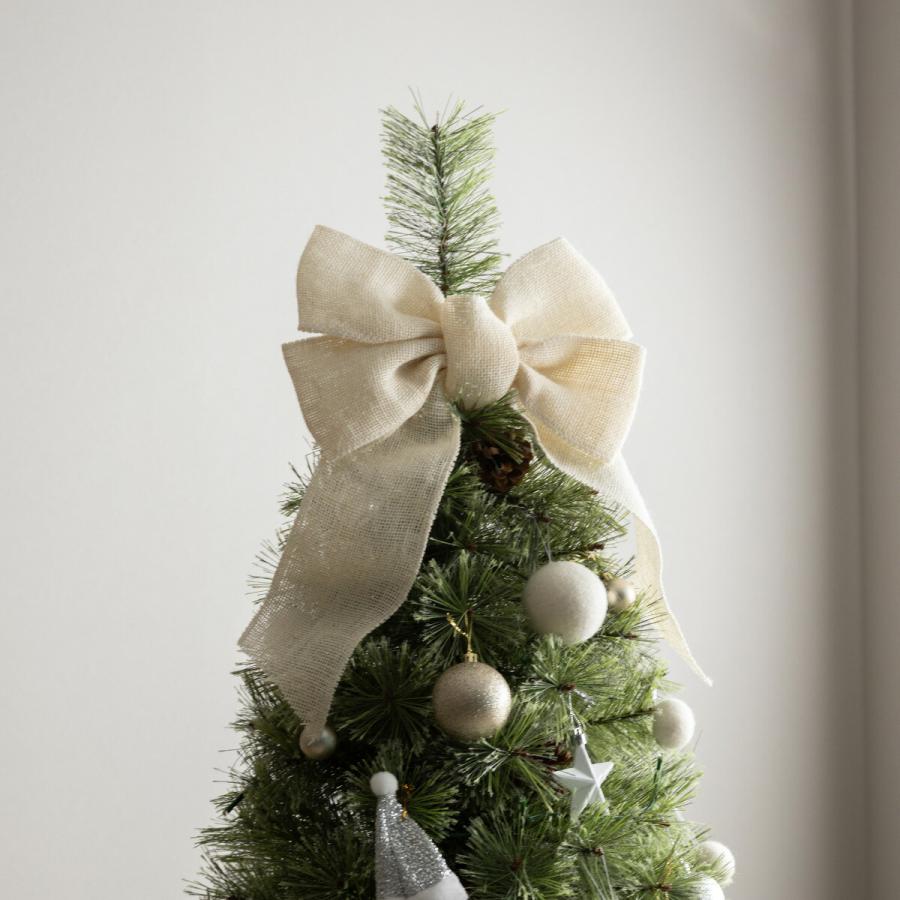 ツリートッパーリボン おしゃれ かわいい 北欧 装飾 クリスマス用 飾り ツリートップ 豪華 選べる色とサイズ 赤/白 S/L 麻 フリーサイズ | ブランド登録なし | 08