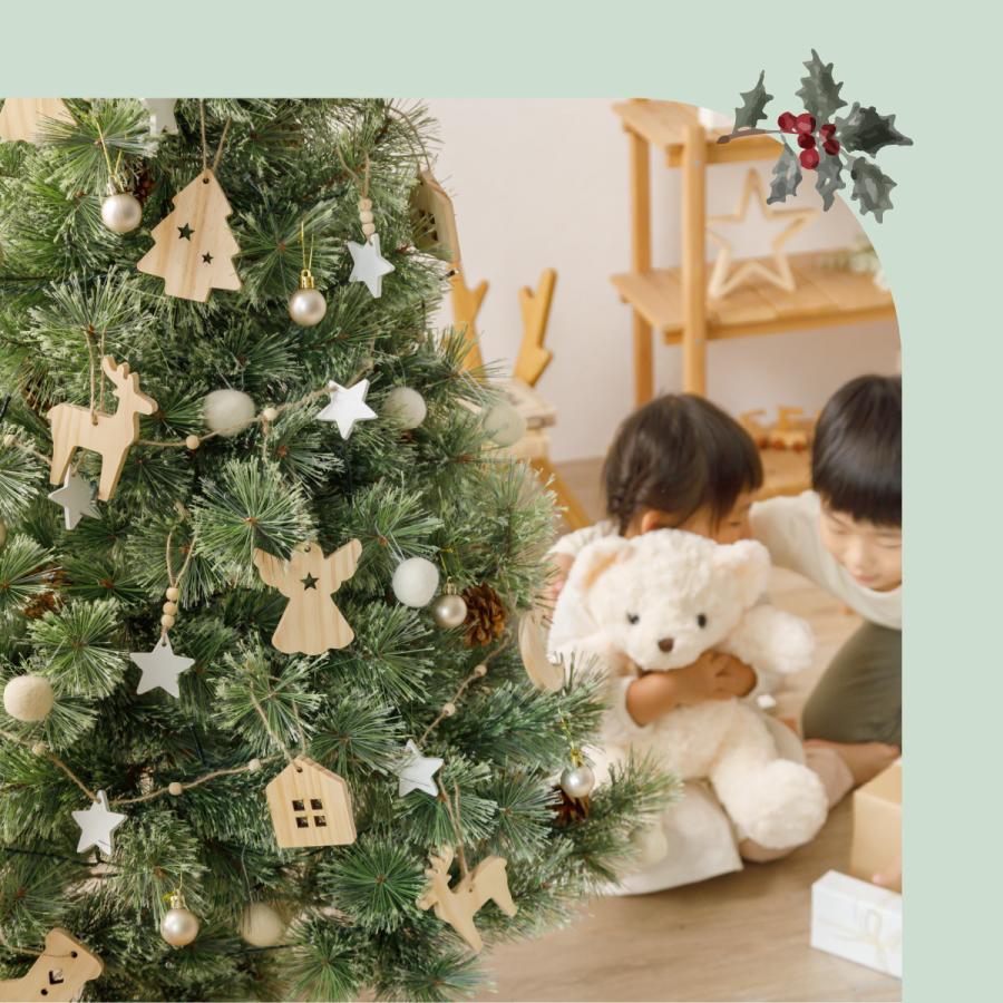 クリスマスツリー 木製 オーナメント付き 120cm 150cm 天然木 飾り