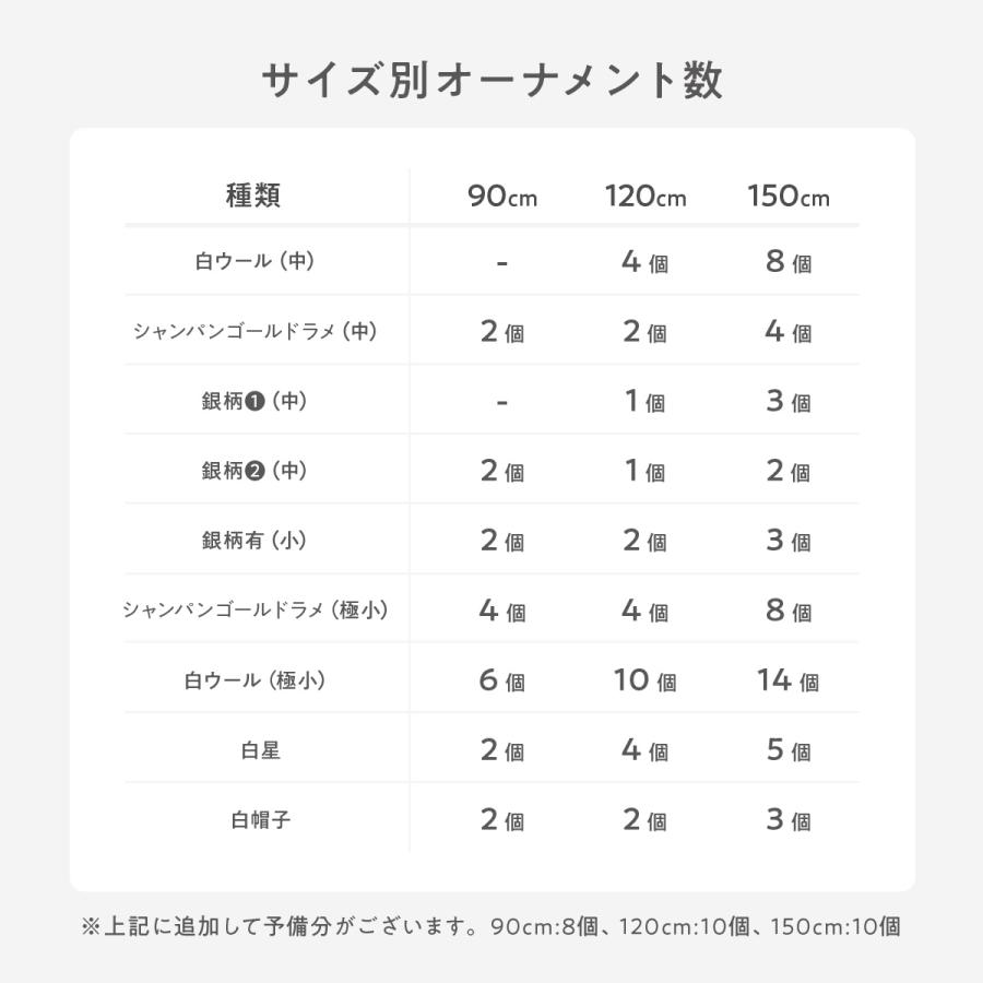 クリスマスツリー オーナメント付き 90cm 120cm 150cm 選べる 飾り 赤 白 かわいい ツリーセット LEDライト ツリースカート 足隠し | ブランド登録なし | 12