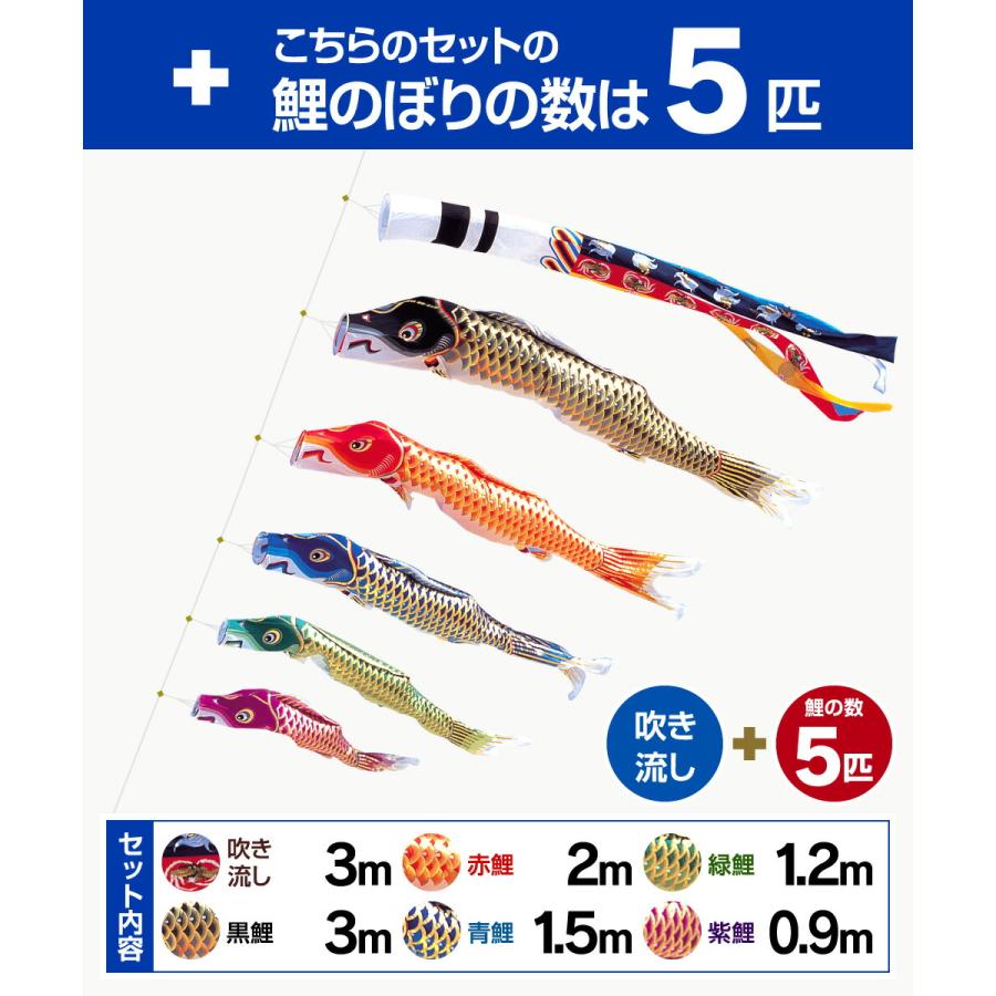 鯉のぼり ベランダ用 こいのぼり 江戸錦鯉 3m 8点セット 庭園 ベランダ 兼用 ガーデンベランダセット スタンド付属_4