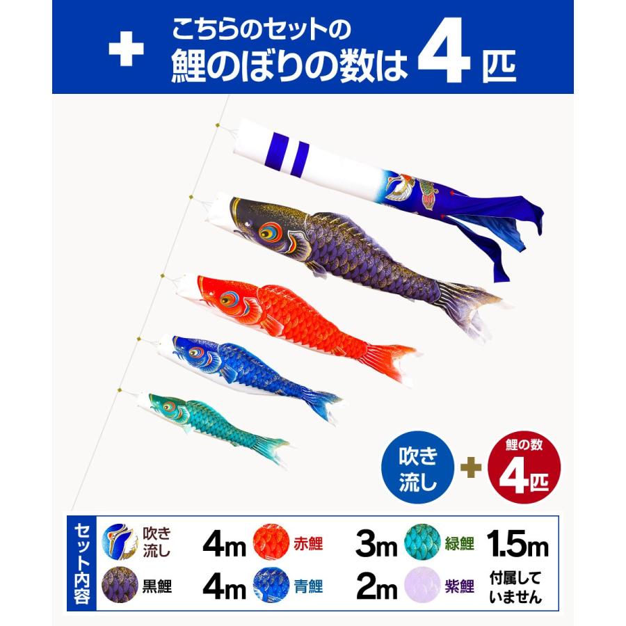 ぷりふあ 鯉のぼり 庭用 こいのぼり 夢・彩・美 4m 7点セット 庭園