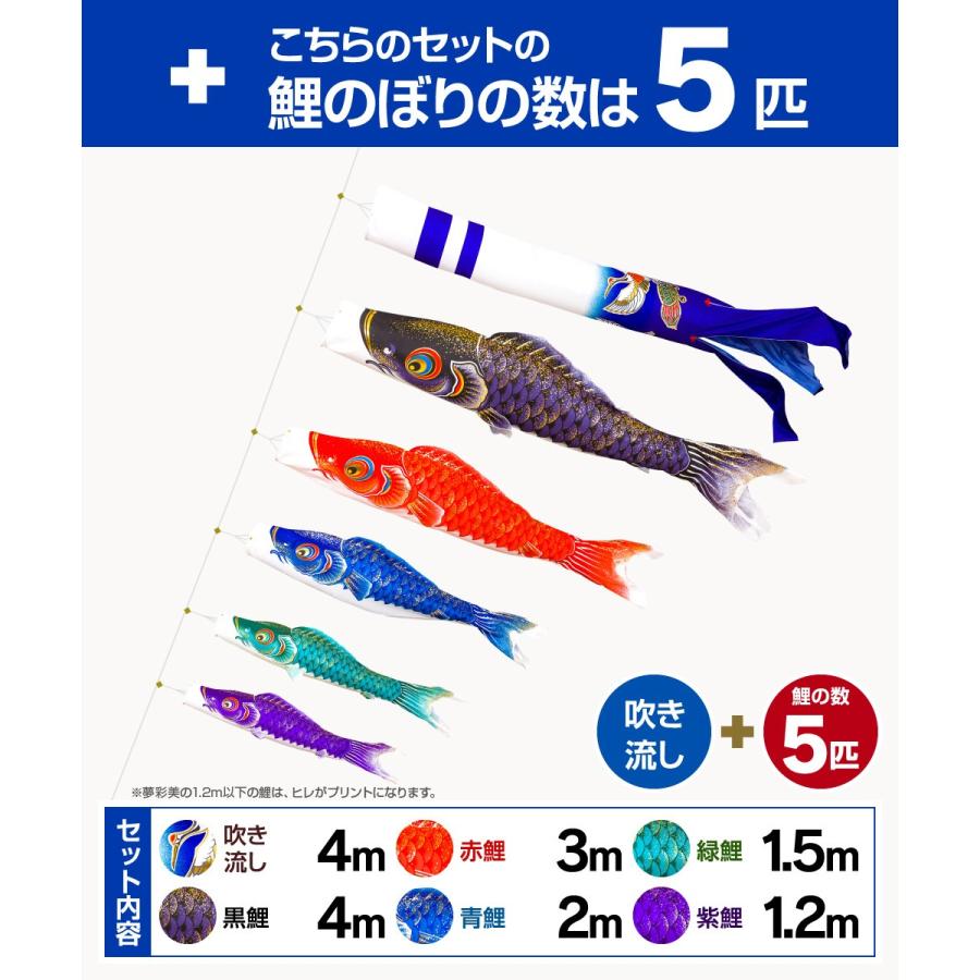 鯉のぼり 庭用 こいのぼり 夢・彩・美 4m 8点セット 庭園 大型セット