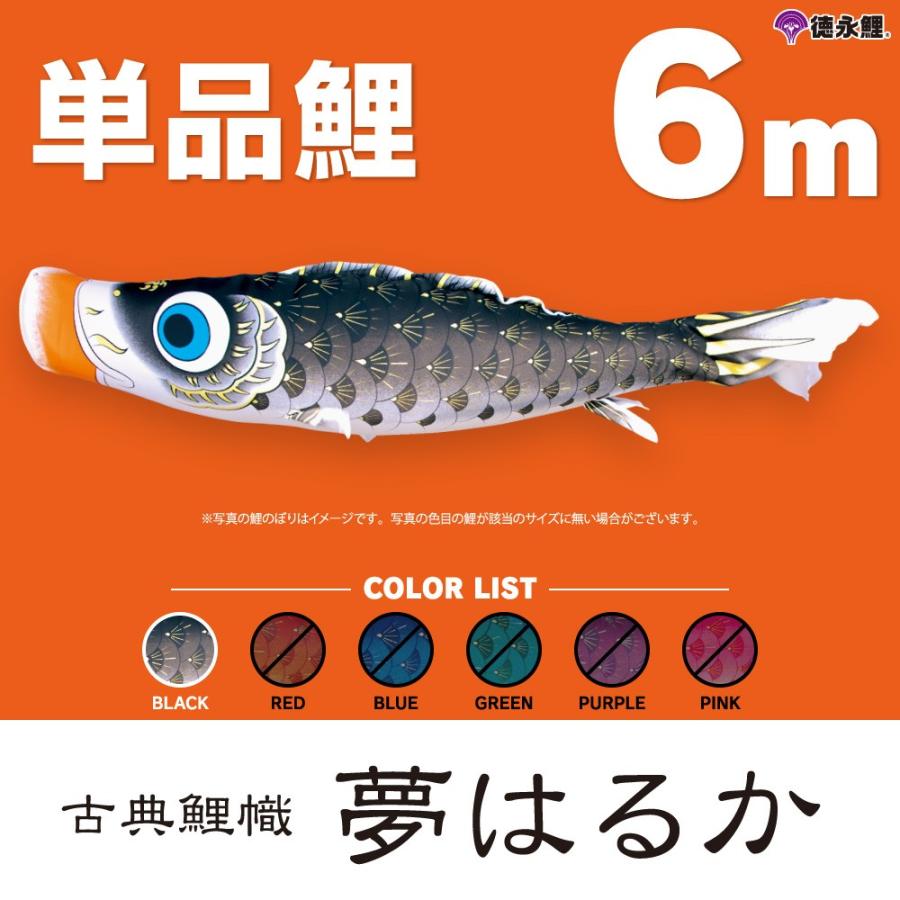 こいのぼり 単品 夢はるか 6m 単品鯉 黒