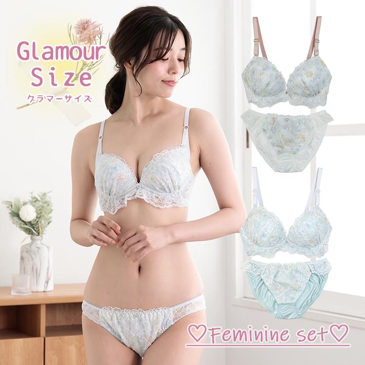 ブラ&ショーツ ブラセット ブラジャー 花柄 シフォン チュールレース 