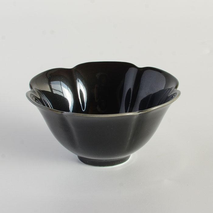 森修焼（しんしゅうやき） 輪花小鉢 黒 |  | 01