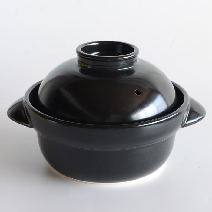 森修焼（しんしゅうやき） 味鍋（土鍋）2合炊き 黒 : プレマシャンティ