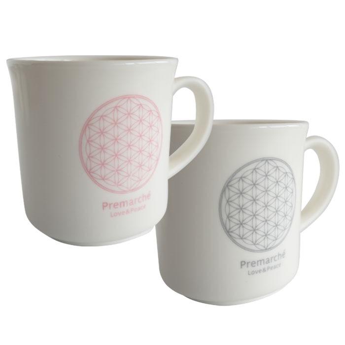 森修焼（しんしゅうやき） プレマルシェ フラワーオブライフ マグカップ　ギフトセット ロゴカラー：グレー×ピンク ＜ギフト梱包＞ |  | 02