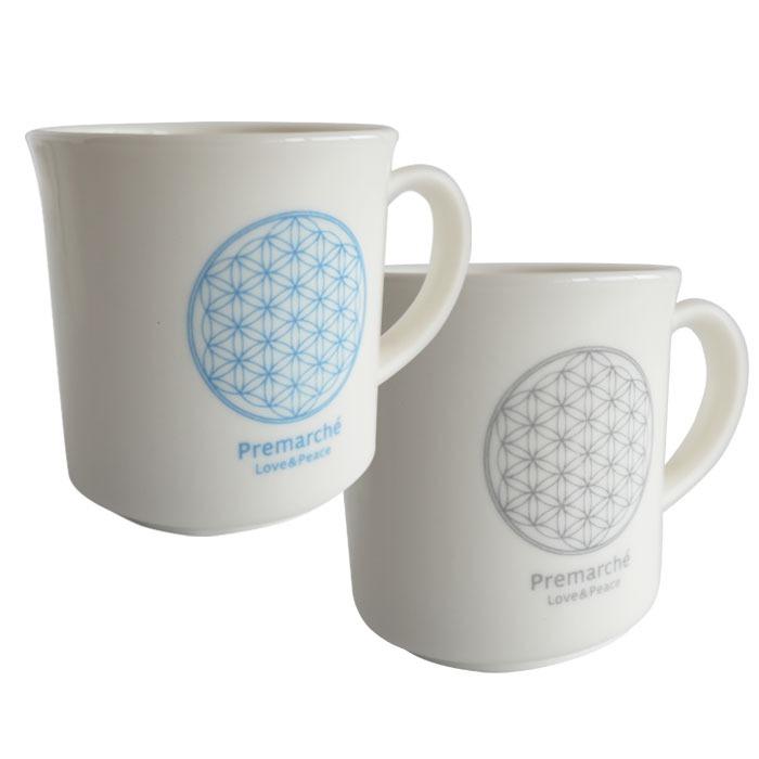 森修焼（しんしゅうやき） プレマルシェ フラワーオブライフ マグカップ　ギフトセット ロゴカラー：グレー×アイスブルー ＜ギフト梱包＞ |  | 02