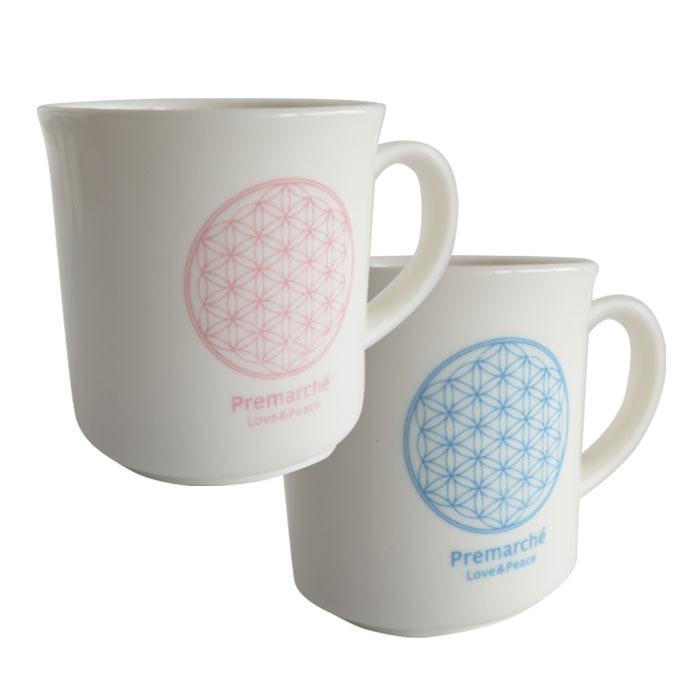 森修焼（しんしゅうやき） プレマルシェ フラワーオブライフ マグカップ　ギフトセット ロゴカラー：ピンク×アイスブルー ＜ギフト梱包＞ |  | 02
