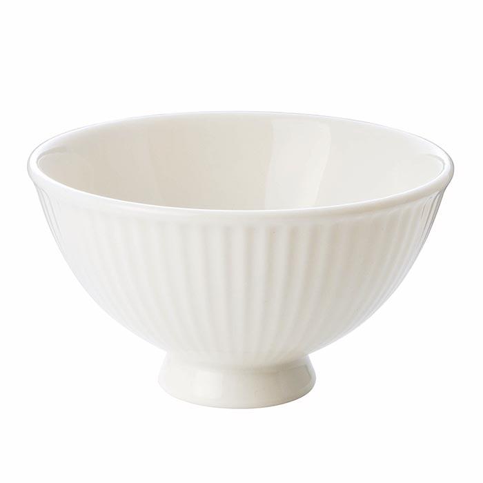 森修焼（しんしゅうやき） ストライプ茶碗 ホワイト : プレマ