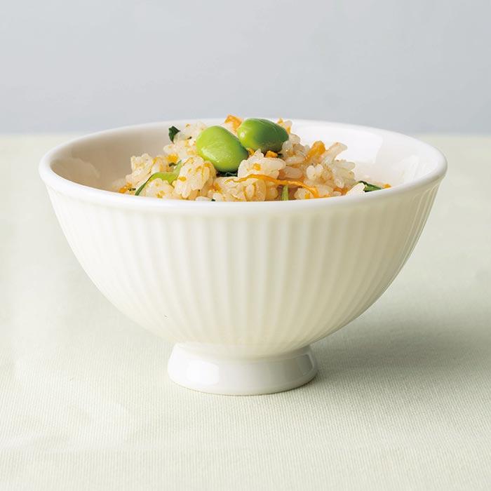 森修焼（しんしゅうやき） ストライプ茶碗 ホワイト : プレマ