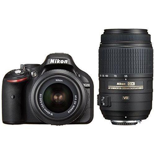 中古 １年保証 美品 Nikon D5200 18-55mm 55-300mm VR ブラック ダブルズームキット｜premierecamera
