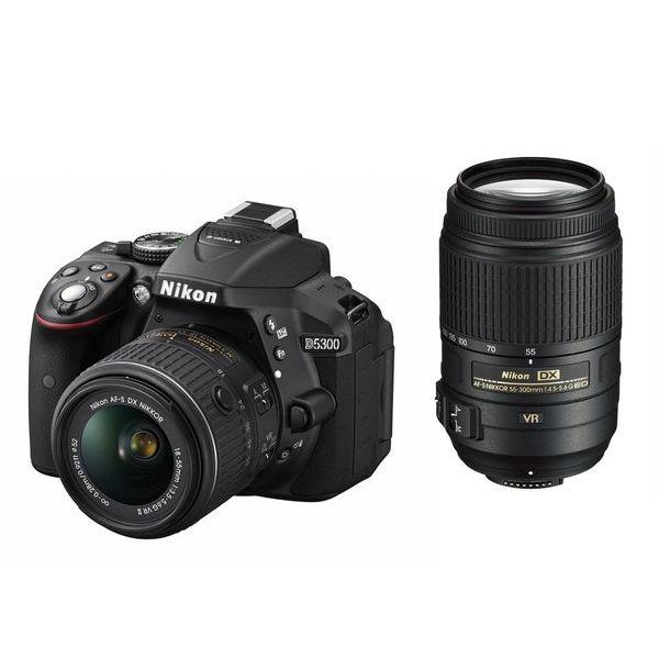 ニコン 中古 1年保証 美品 Nikon D5300 18-55mm 55-300mm VR ブラック  