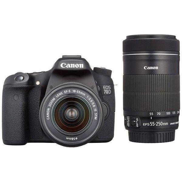 中古 １年保証 美品 Canon EOS 70D 18-55mm 55-250mm ダブルズームキット｜premierecamera