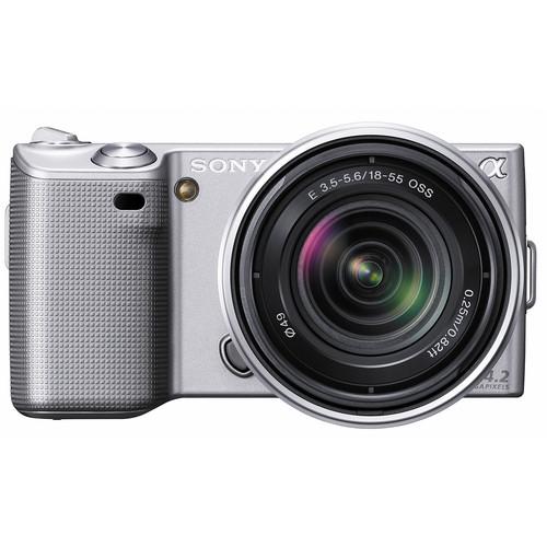 中古 １年保証 美品 SONY NEX-5 18-55mm レンズキット シルバー｜premierecamera