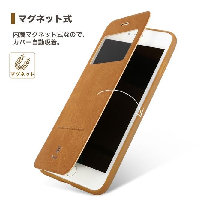 スマホケース iPhone用ケース 窓付き 手帳型 超薄 軽量 抗衝撃 開かず