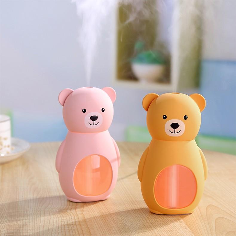 ミニ加湿器 USB 小さめ インテリアに馴染む 水入れらくらく LEDライト付き 加湿器 卓上 ミニ加湿器 USB LEDライト くま ベアー 静音設計 オフィス