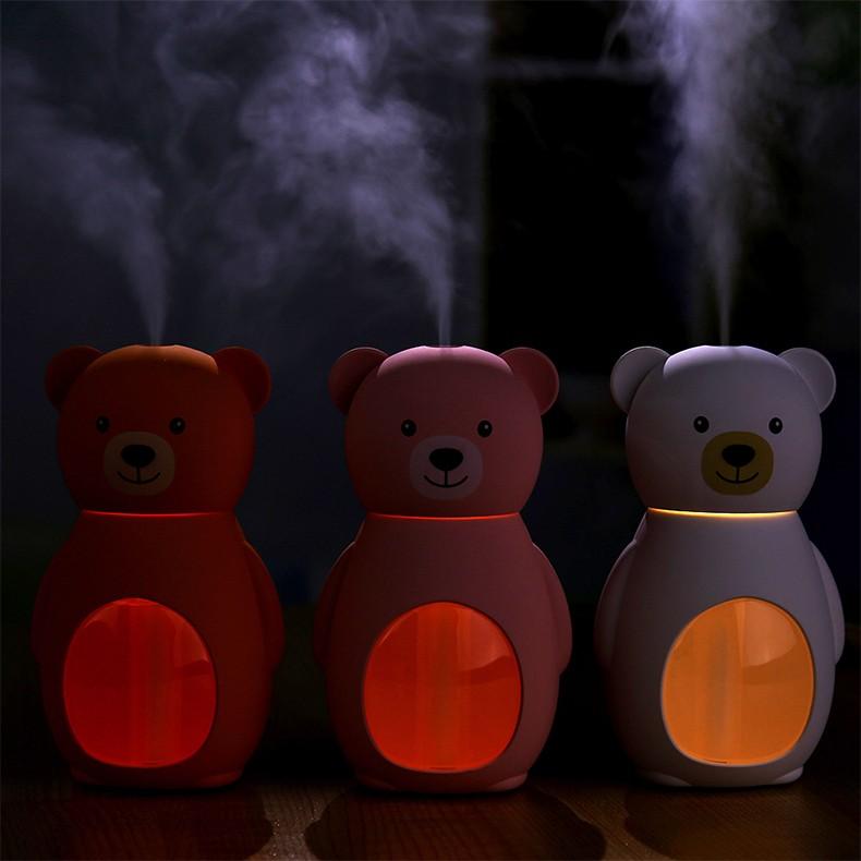 加湿器 卓上 ミニ加湿器 USB LEDライト くま ベアー 静音設計 オフィス
