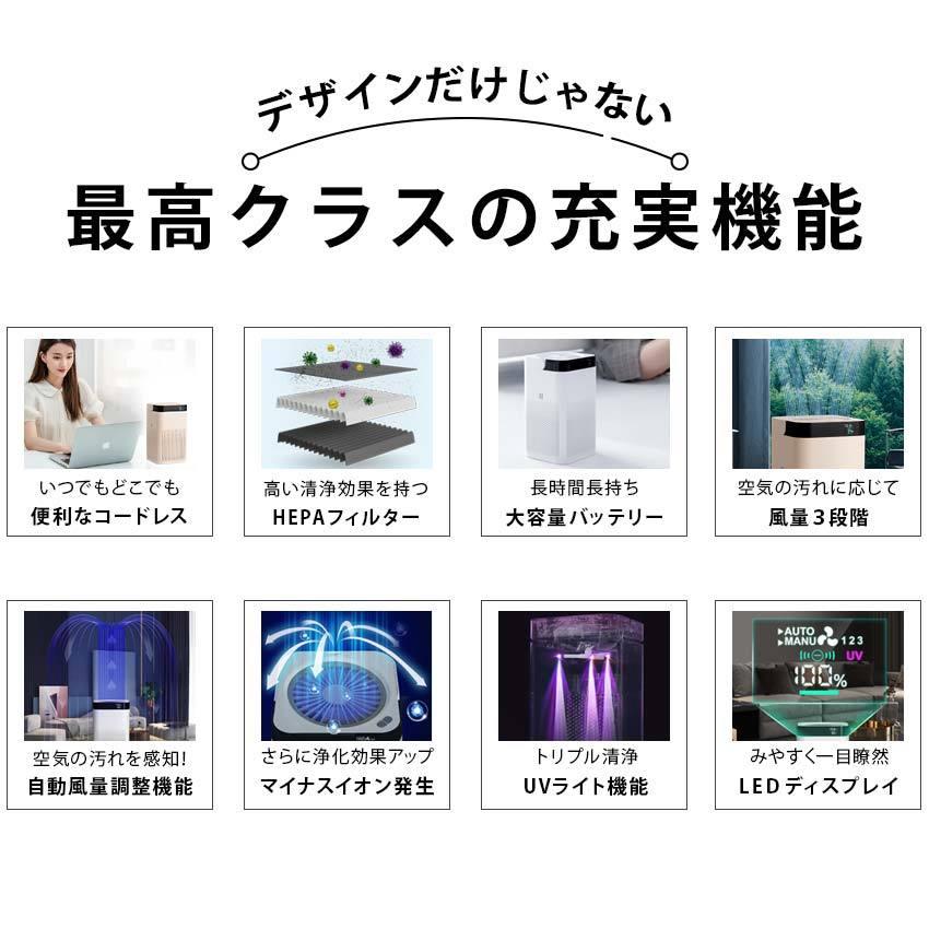 LaFuture 空気清浄機 コンパクト 小型 静音 ポータブル 室内 卓上 LED