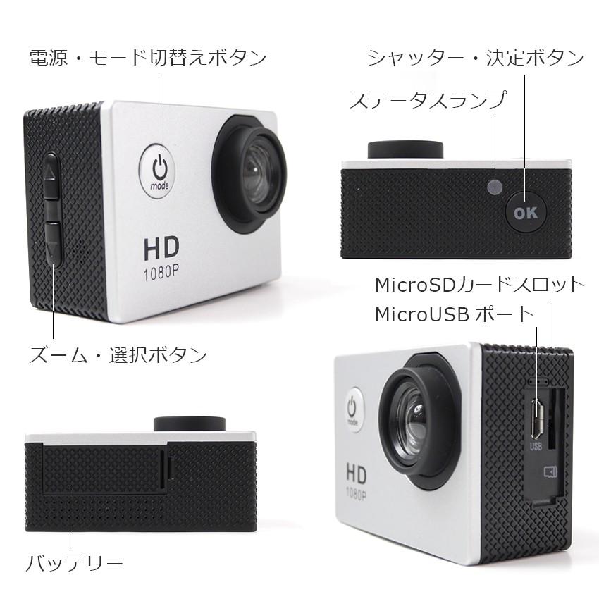 アクションカメラ ウェアラブルカメラ フルHD スポーツカメラ 防水