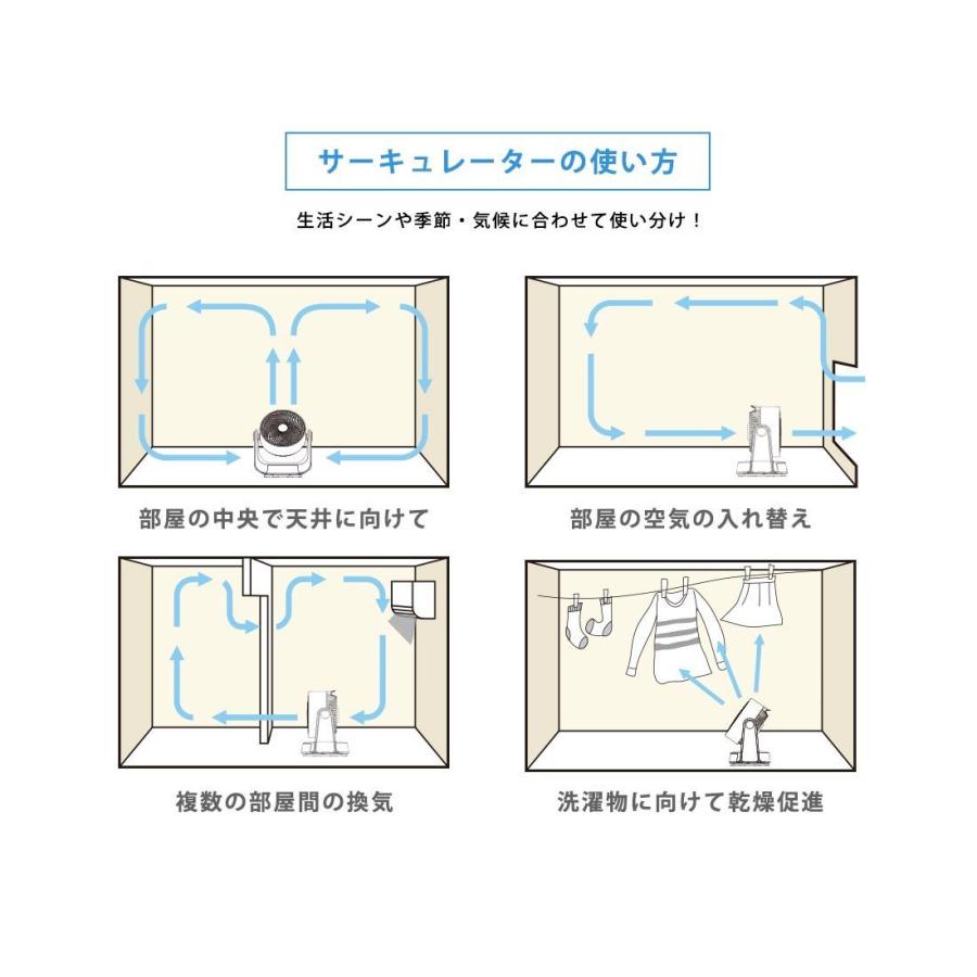 サーキュレーター 360°首振り Lafuture 静音 首振り 暑さ対策 卓上扇風機 リモコン タイマー 予約 立体送風 タッチパネル リズム風 1年保証 シンプル 敬老の日｜premium-interior｜18