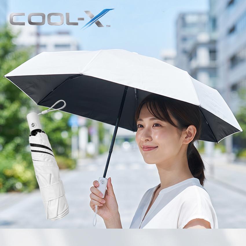 20%OFFクーポン COOL-X 最強遮熱 日傘 折りたたみ傘 完全遮光 遮熱率63