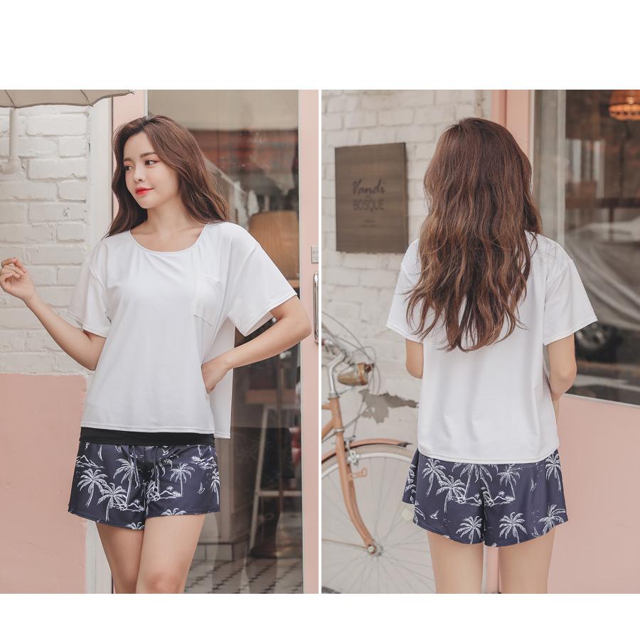 水着 レディース タンキニ 2点セット 体型カバー UPF50+ Tシャツ 半袖