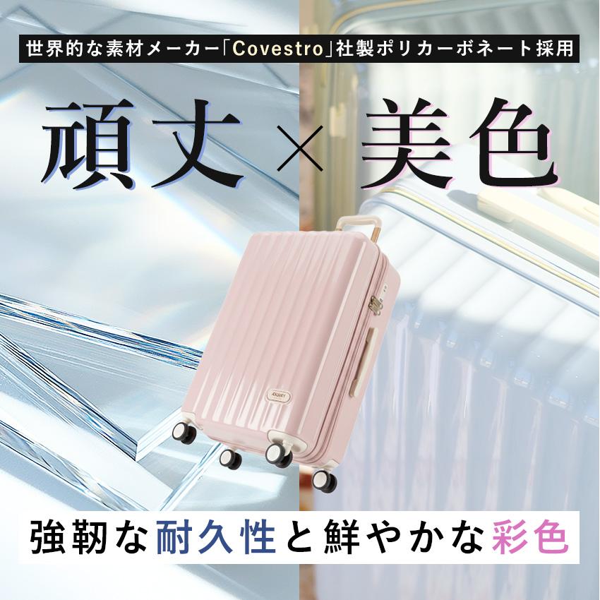 10%OFFクーポン スーツケース Lサイズ ハードタイプ 日本メーカー HINOMOTO キャスター 静音 TSA 大容量 軽量 キャリーケース L 旅行 女子 かわいい おしゃれの画像