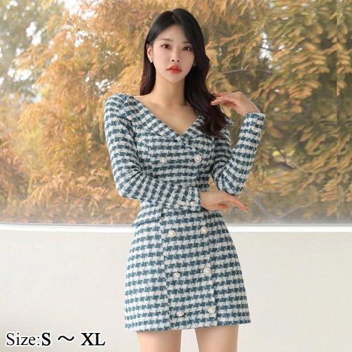 GRAXIA キャバドレス ナイトドレス ミニドレス ツイード ワンピース  