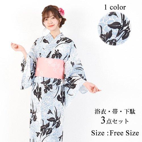 GRAXIA（グラシア） 浴衣3点セット 浴衣 帯 鼻緒下駄 3点セットライト