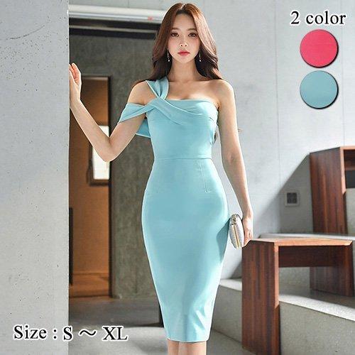 キャバドレス ワンピース ワンショルダー アシンメトリー タイト デコルテ ボディライン 大人 ピンク ライトブルー S M L Xl Graxia グラシア Gr104 1778 Graxia 通販 Yahoo ショッピング