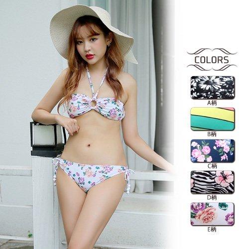 水着 ビーチウェア ビキニ ガーリー キュート バンドゥブラ リボン バンドゥ フィット感 花柄 ブラック レインボー ネイビー ホワイト Graxia グラシア Gra01 0035 Graxia 通販 Yahoo ショッピング