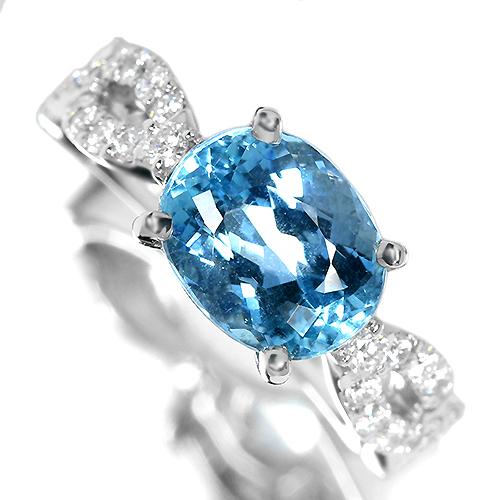 サンタマリアアクアマリン 2.36ct ダイヤモンド プラチナ リング サンタマリアアクアマリン 2.36ct ダイヤモンド プラチナ リング