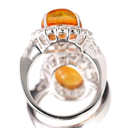メキシコ産ファイアオパール 3.8ct ダイヤモンド 1.2ct プラチナ メキシコ産ファイアオパール 3.8ct ダイヤモンド 1.2ct プラチナ