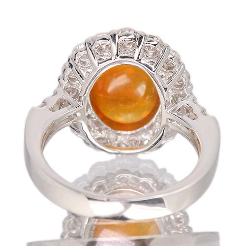メキシコ産ファイアオパール 3.8ct ダイヤモンド 1.2ct プラチナ メキシコ産ファイアオパール 3.8ct ダイヤモンド 1.2ct プラチナ