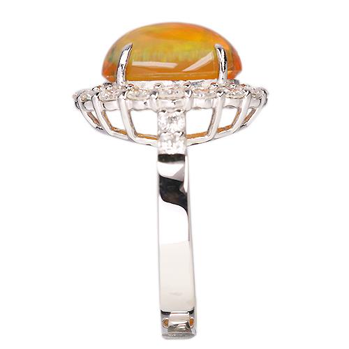 メキシコ産ファイアオパール 3.8ct ダイヤモンド 1.2ct プラチナ メキシコ産ファイアオパール 3.8ct ダイヤモンド 1.2ct プラチナ