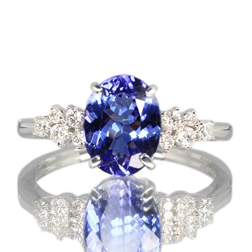 タンザナイト 1.88ct ダイヤモンド 0.18ct プラチナ リング(指輪)【品質保証書/宝石鑑別書】天然石希少宝石ジュエリーREJOUの画像