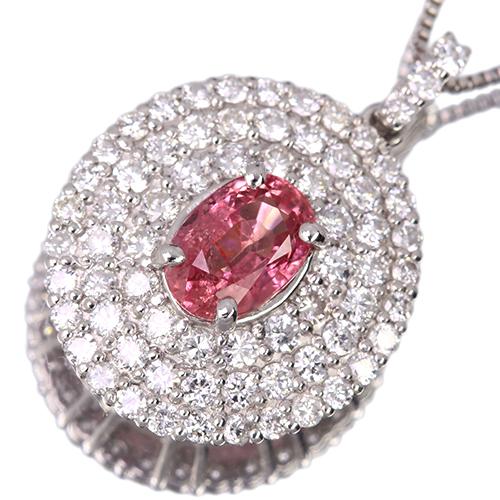 非加熱パパラチアサファイア 1.0ct ダイヤモンド 0.8ct プラチナ 