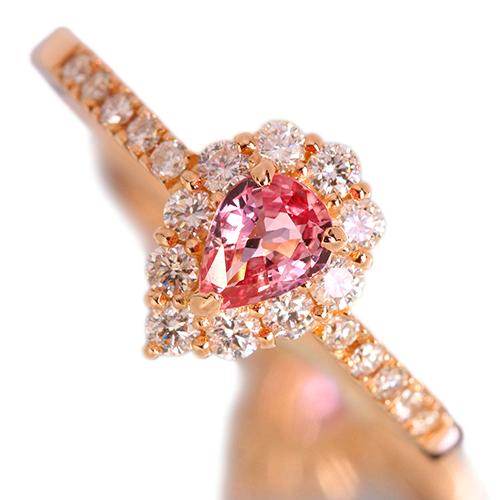パパラチアサファイア 0.3ct ダイヤモンド ピンクゴールド リング(指輪