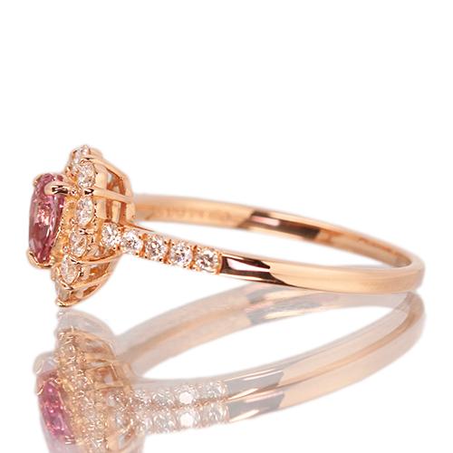 パパラチアサファイア 0.3ct ダイヤモンド ピンクゴールド リング(指輪 
